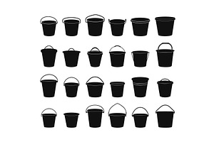 Different black buckets silhouettes, an Object Illustration by Valerie Bodnar