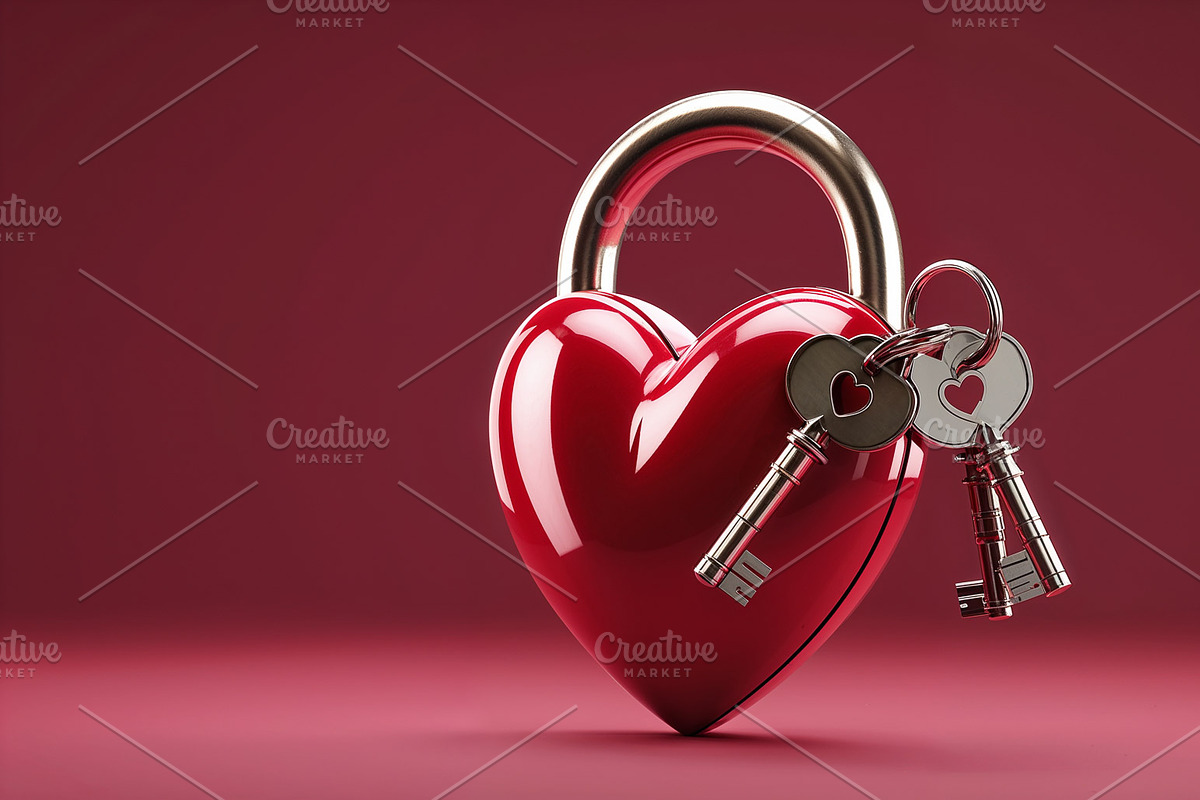 Shining heart padlock, an Illustration by wavebreak