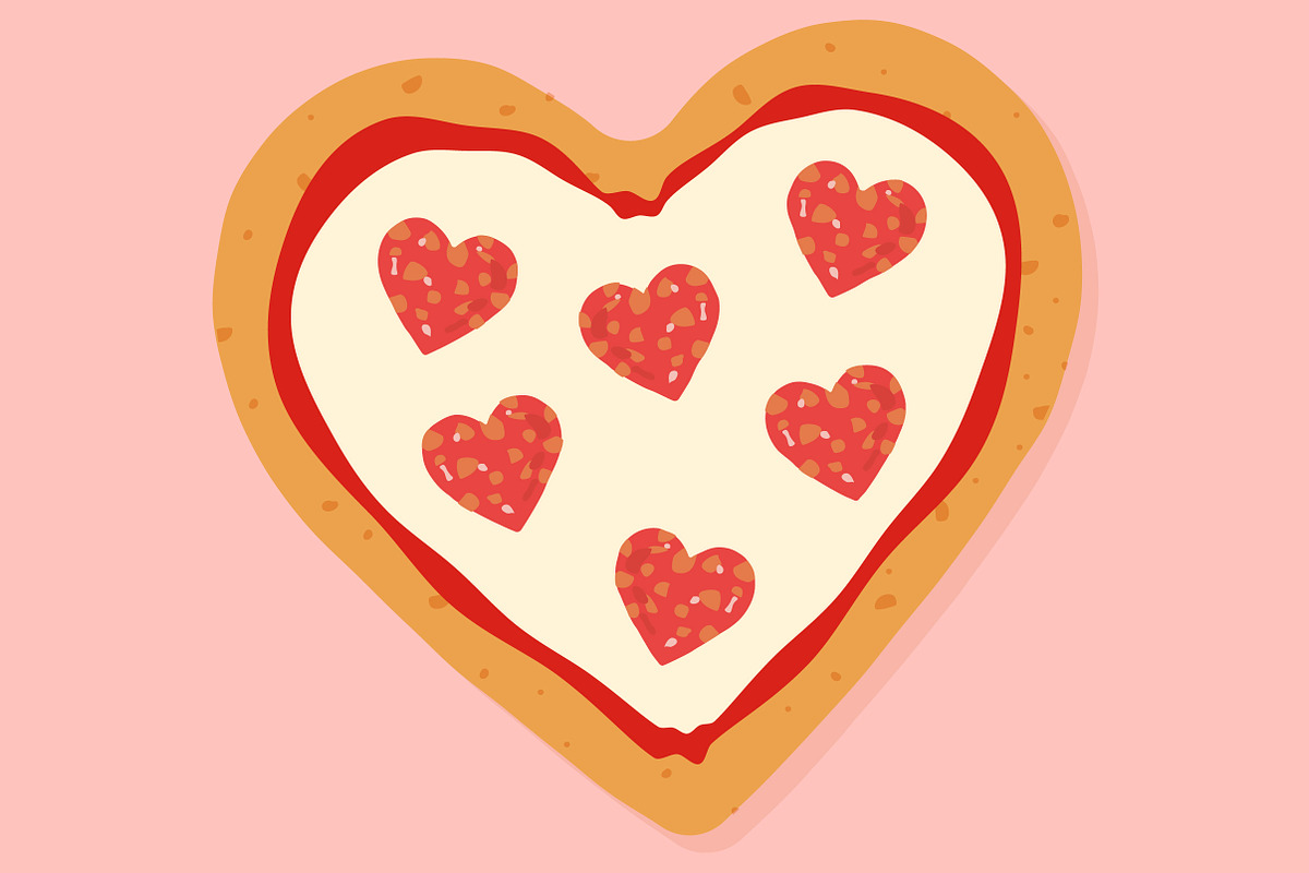 Vector Heart Shaped Pizza, a Food Illustration by Sarah Hearts (Photo 2 of 3)