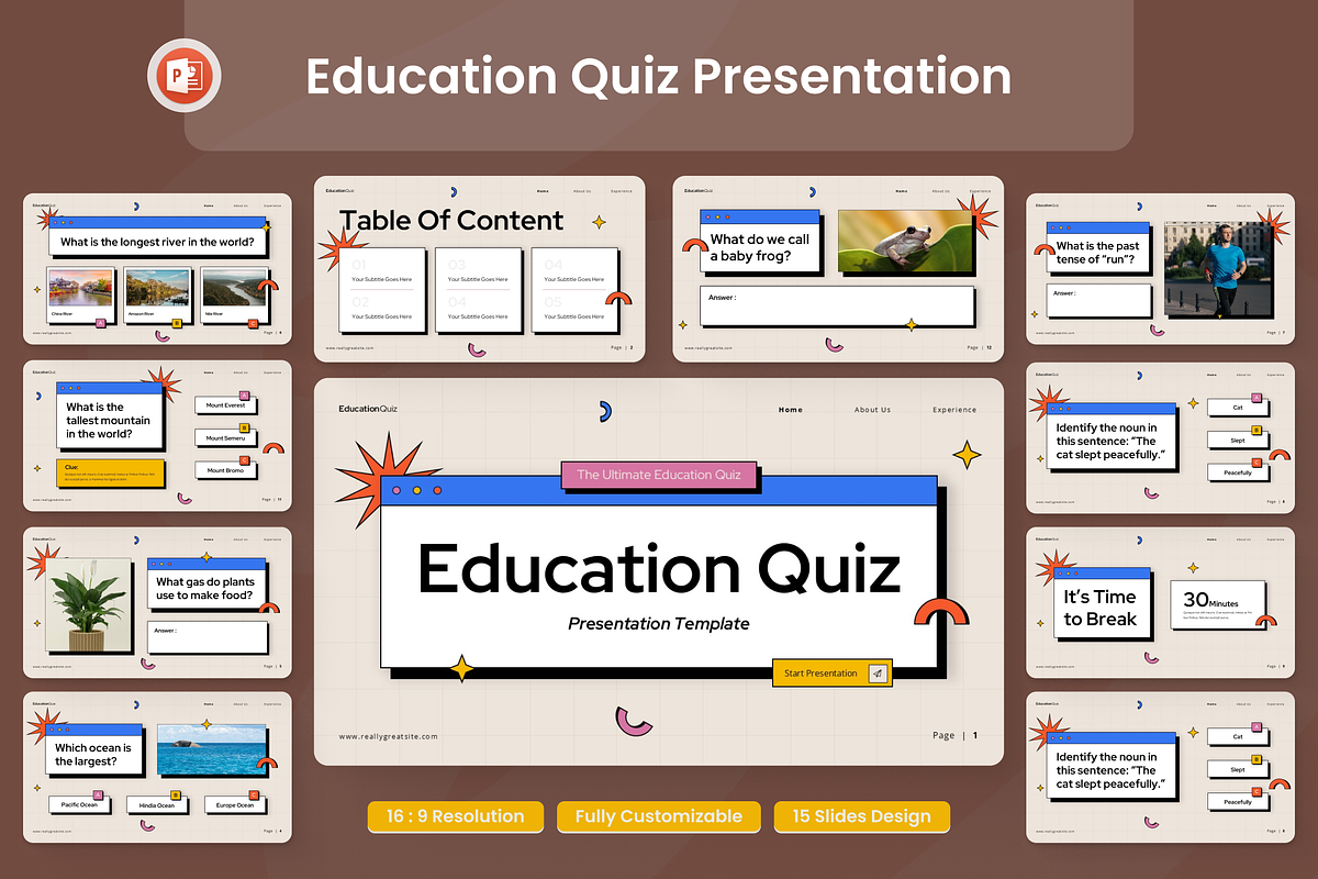 Education Quiz Presentation, a Presentation Template by Annora Studio