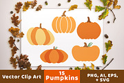 15 Pumpkins Clipart, Fall Clipart, an Illustration by The Digital Download Shop (Thumbnail 1 of 3)