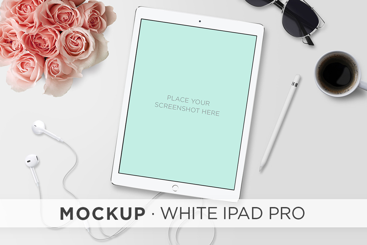 Mockup . White iPad Pro & Pencil, an iPhone Mockup by tomodachi studio (Photo 2 of 4)