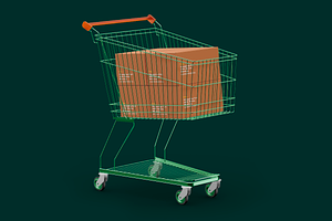 Shopping Cart With Boxes Mockup