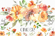 Ginger - Watercolor Flowers Clipart, a Decorative Illustration by MariaScaroniAtelier (Thumbnail 1 of 6)