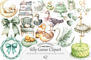 Watercolor Silly Goose Clipart, an Illustration by Design Market (Thumbnail 1 of 5)
