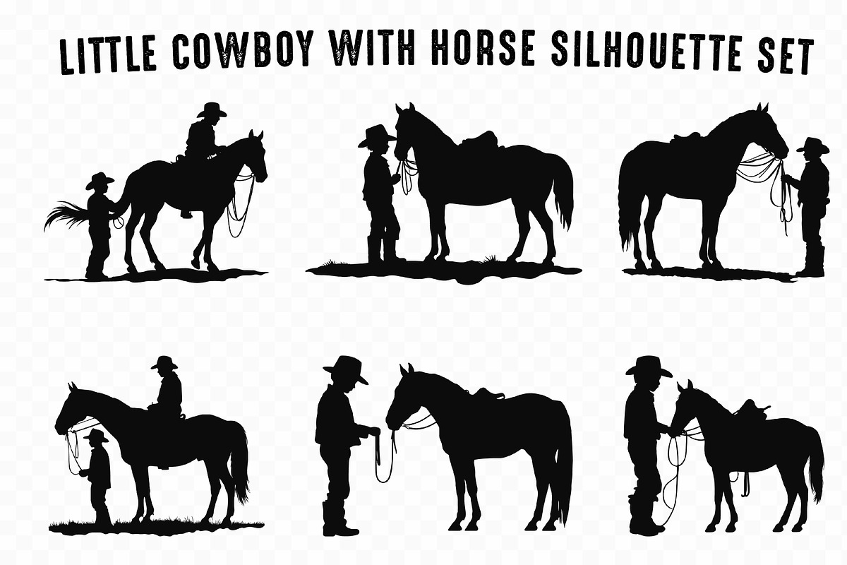 Little Cowboy on Horse Silhouette, a Person Illustration by Gfx Expert Team (Photo 3 of 3)
