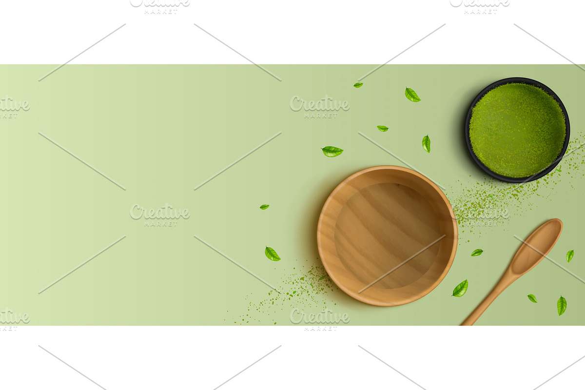 Green matcha tea, vector bg with, a Food Illustration by art PVP - market