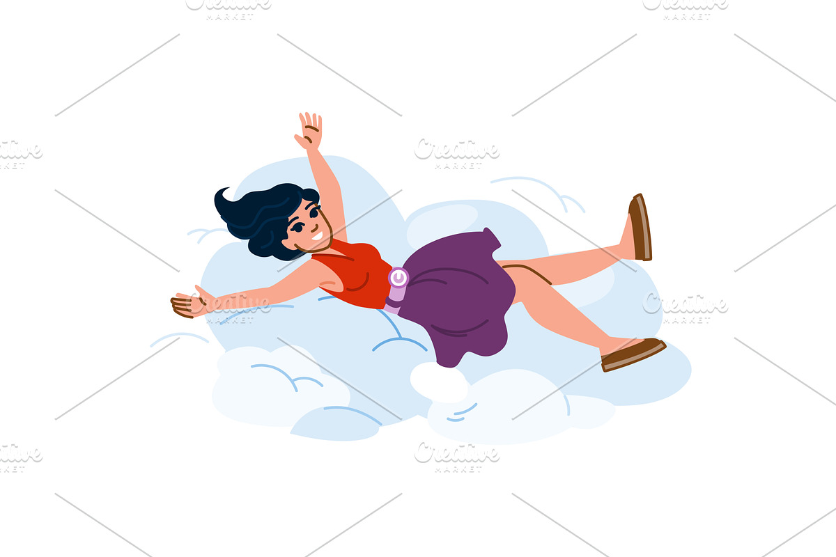 Young woman lying and relaxing on a, a Person Illustration by pikepicture