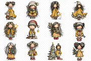 Whimsical Christmas Girl Clipart, an Illustration by cherrydesign (Thumbnail 3 of 3)