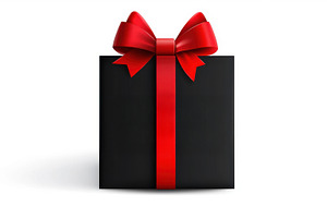 Elegant black gift box with red bow, a Photo by Beautiful things