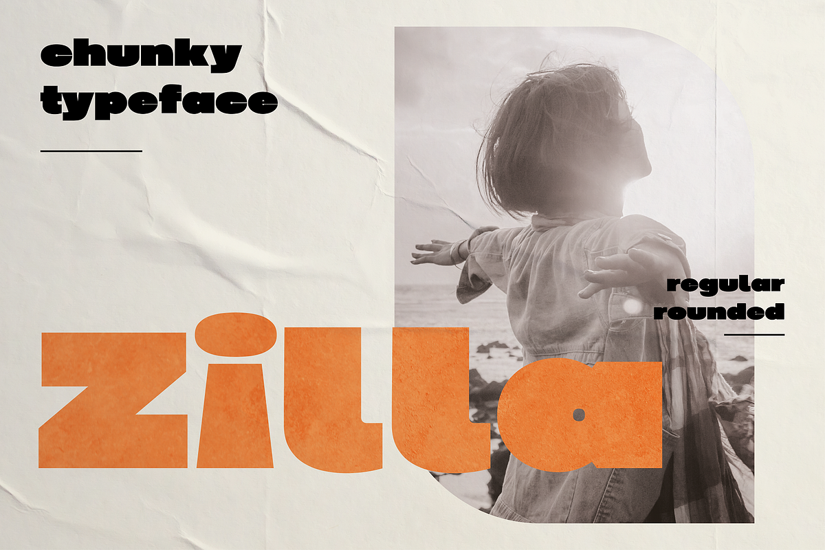 Zilla - Chunky Display, a Sans Serif Font by HipFonts (Photo 1 of 9)