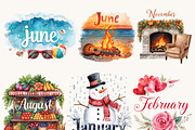 Months of the Year Clipart Bundle, an Object Illustration by Design Scotch (Thumbnail 5 of 8)