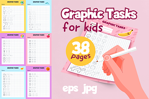 38 Graphic Drawing tasks for Kids, an Education Illustration by IuliiaSavko