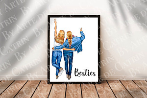 Best Friends Clipart, Besties, Girls