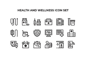 Health And Medical Icon Set, an Outline Icon by Mightyfire
