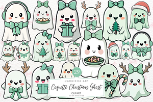 Coquette Christmas Ghost Clipart, an Illustration by Markicha Art