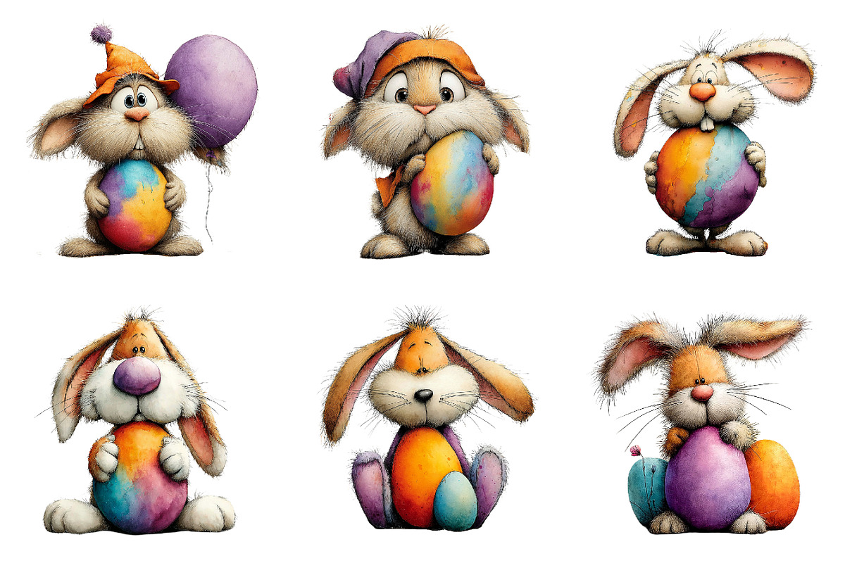 Funny easter bunny clipart, an Illustration by SinaCreation (Photo 3 of 11)