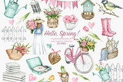 Watercolor spring clipart, an Illustration by AquarelleSpace (Thumbnail 1 of 4)
