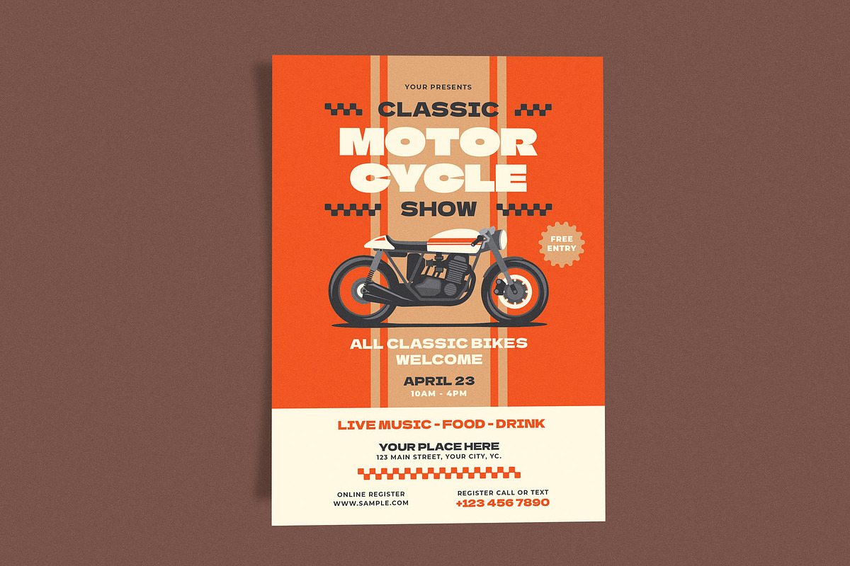 Classic Motorcycle Orange, a Flyer Template by Me55enjah Design (Photo 2 of 4)