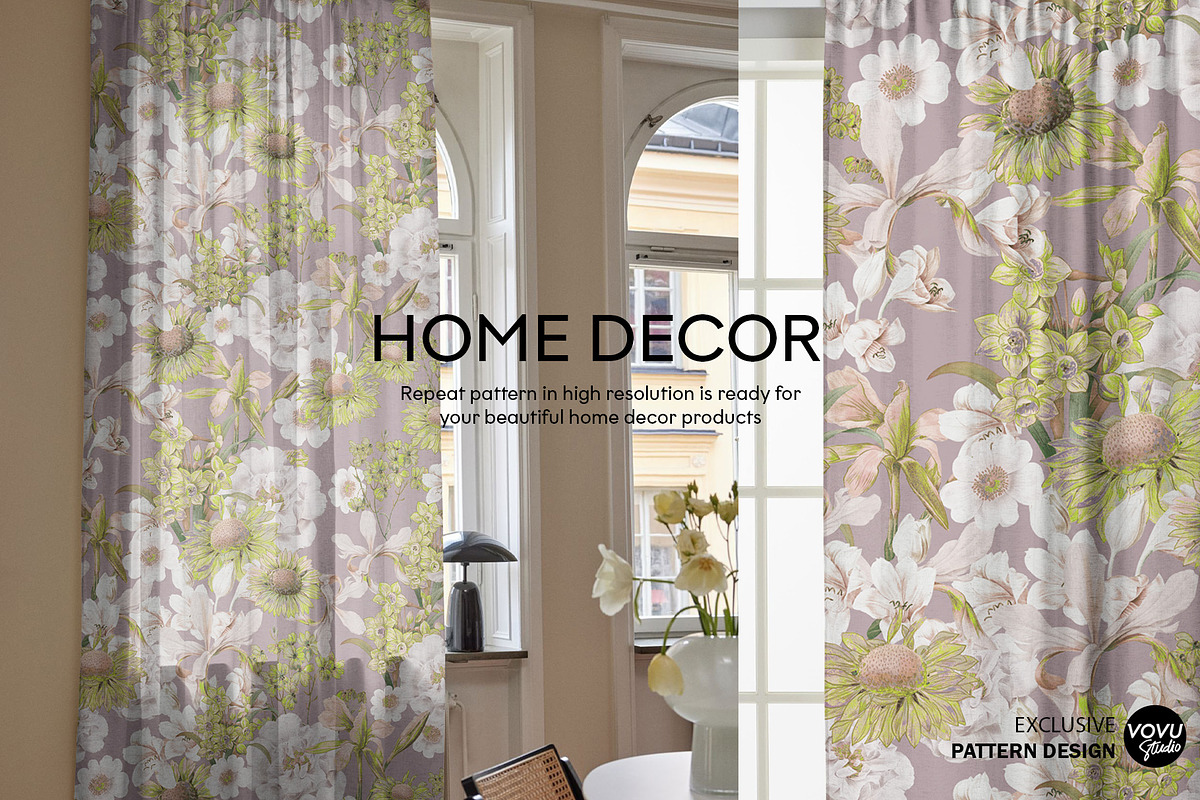 Blooming Floral Pattern Design, a Pattern Graphic by VOVU Studio (Photo 6 of 10)