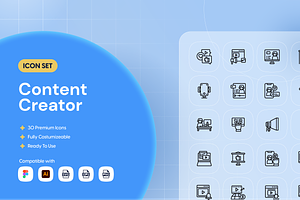 Content Creator Icon Set, an Outline Icon by Nathaya Studio
