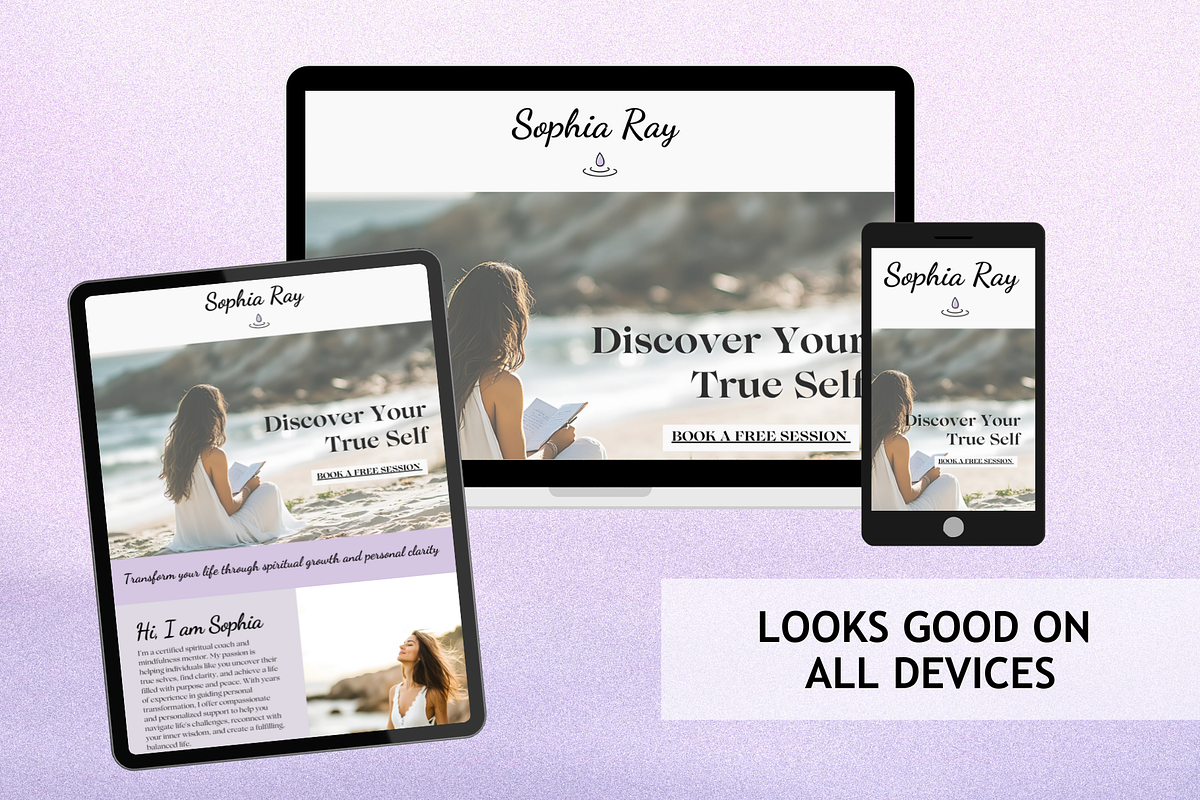 Spiritual Coach Website Template, a Landing Page Template by Mindful Digital Co. (Photo 2 of 9)