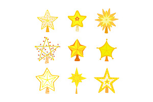 Christmas Star Set Cartoon Vector