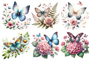 Watercolor Floral Butterfly Clipart, an Illustration by Pixels.Craft (Thumbnail 6 of 6)