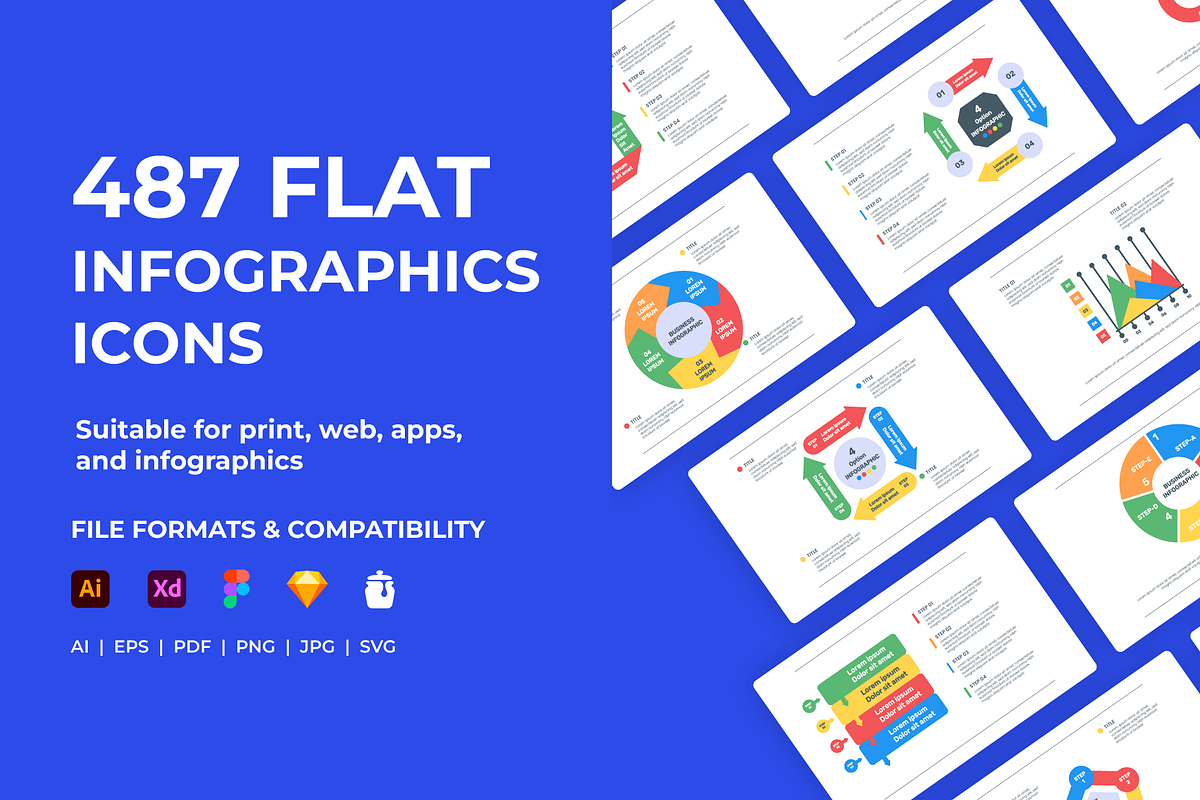 Flat Infographics Icons, a Duotone Icon by Brickclay (Photo 1 of 8)