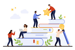 Teamwork and Growth in Education, an Education Illustration by Flashvector
