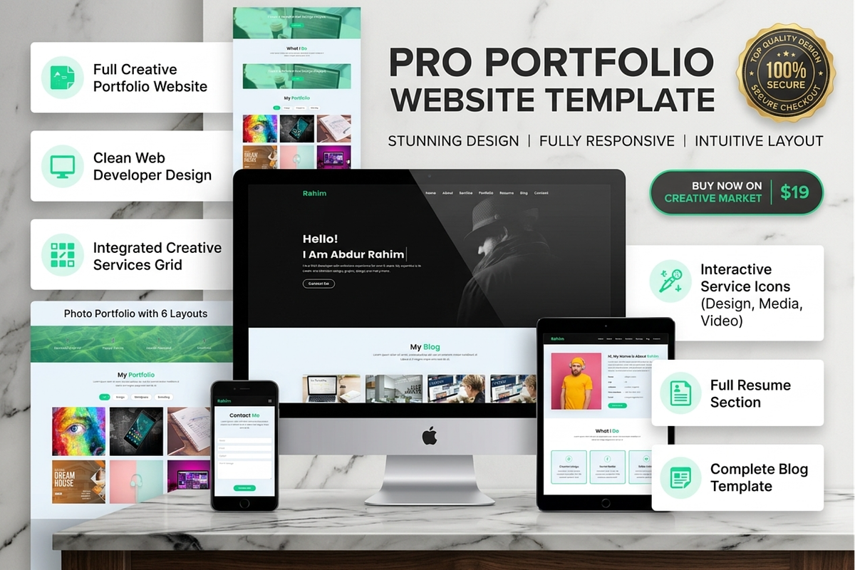 Rahim - Personal Portfolio HTML, a Bootstrap Template by Themeplaza (Photo 1 of 7)