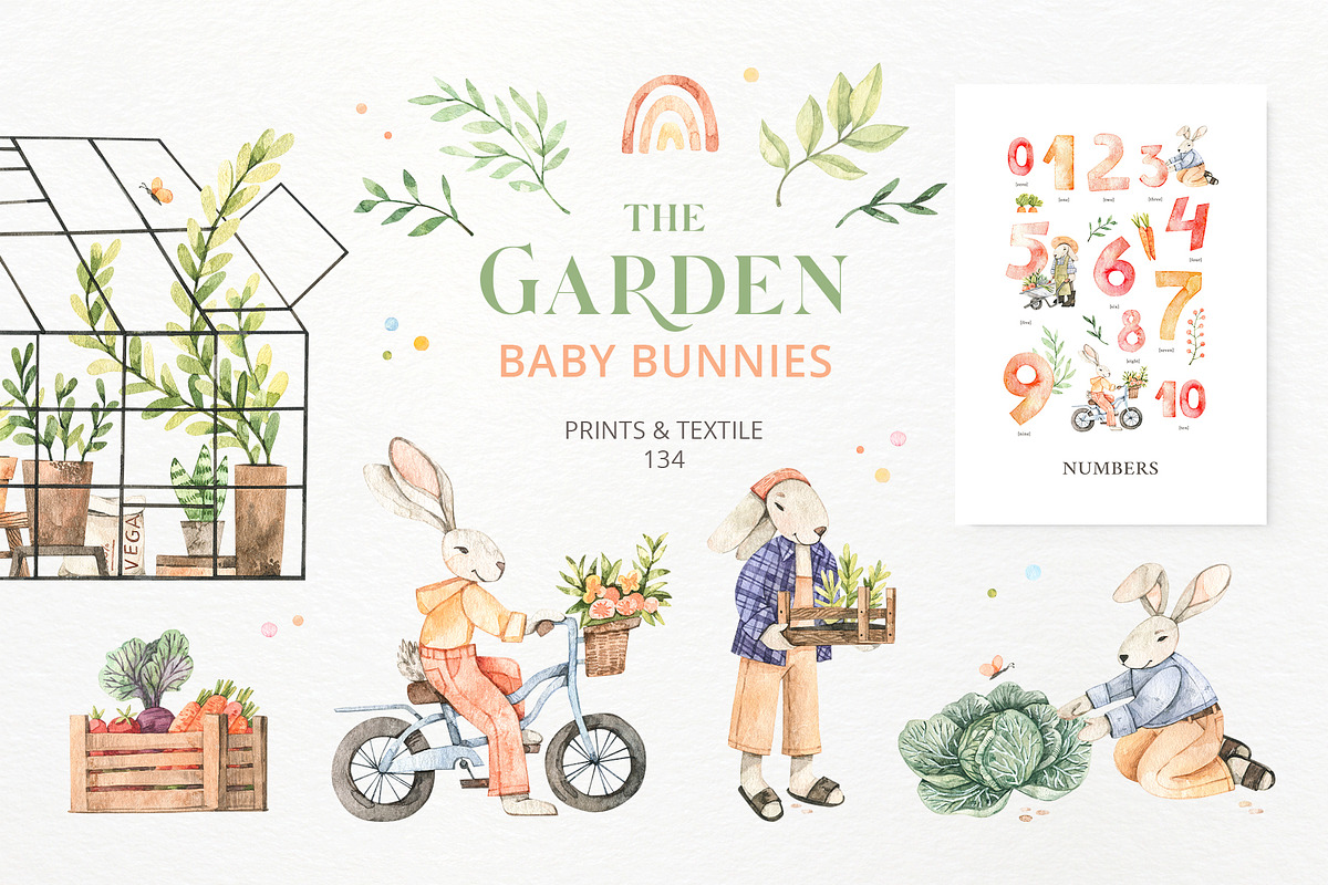 Garden kit - Watercolor baby bunnies, an Animal Illustration by Kate Macate (Photo 1 of 11)