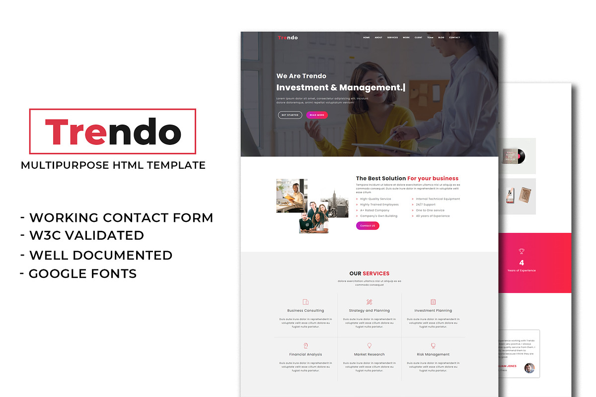 Trendo - Multipurpose HTML Template, a Bootstrap Template by nandinigraphics