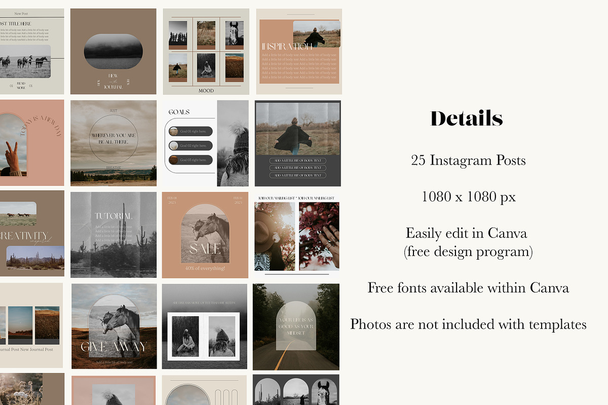 25 Instagram Templates for Canva, a Social Media Template by Wild Wander Collective (Photo 6 of 6)