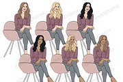 Planner Girl Clipart Girls, a Work Illustration by GlamArtZhanna (Thumbnail 3 of 4)