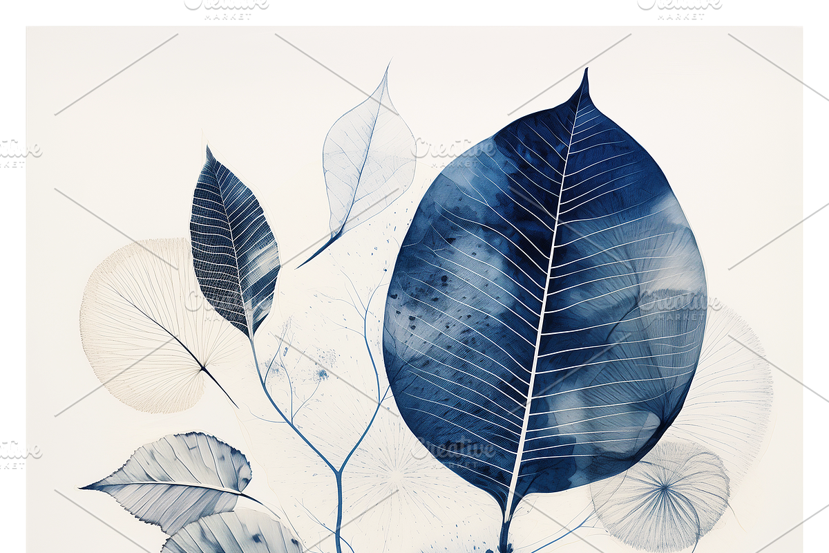 Deca Co - Blue Ink Botanical Shapes, a Texture Illustration by milatovar (Photo 8 of 25)