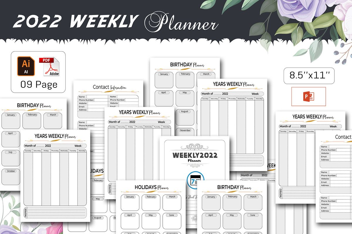 Weekly Planner 2024, a Stationery Template by design_hut (Photo 1 of 3)