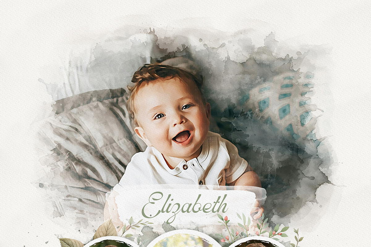Watercolor Photo Collage Template, an Action Add-On by MRI STUDIO (Photo 8 of 12)