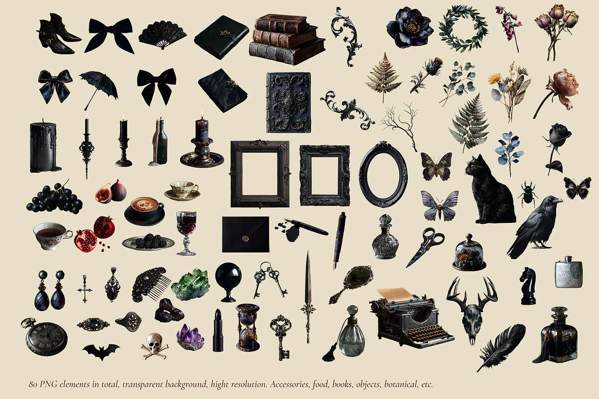 Gothic Dark Academia Clipart Bundle, an Object Graphic by Imageblend (Photo 3 of 7)