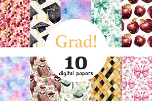Graduation Digital Paper, a Pattern Graphic by GlamArtZhanna