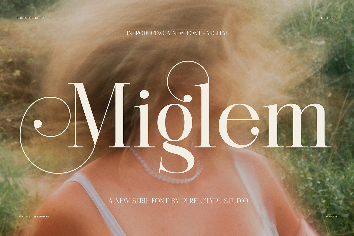 Miglem Elegant Ligature Serif Font, a Serif Font by Perfectype (Photo 1 of 8)
