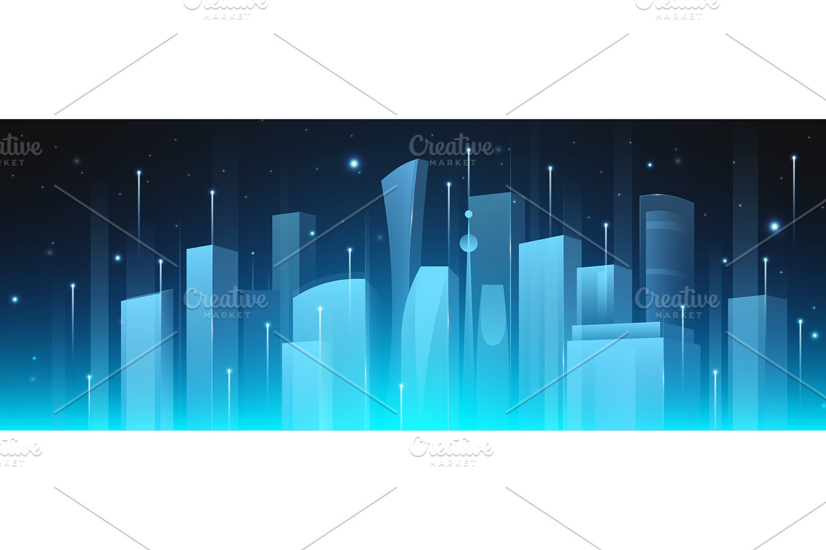 Tech data city with ai visualization, a Technology Illustration by art PVP - market