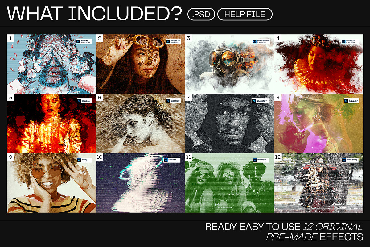 12 Photo Effect Templates, a Layer Style Add-On by iDoodle Studio (Photo 2 of 6)