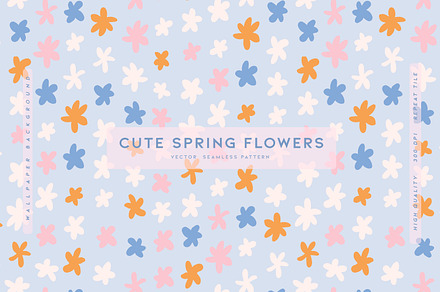 Cute Spring Flowers, a Wallpaper Graphic by MalyskaStudio