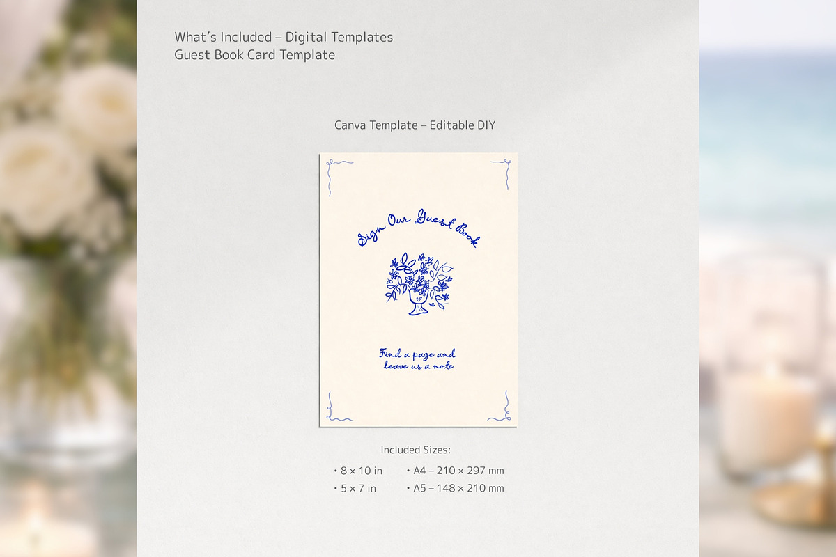 Guest Book Card Canva bd001, a Card Template by TyphoonStudio (Photo 2 of 9)