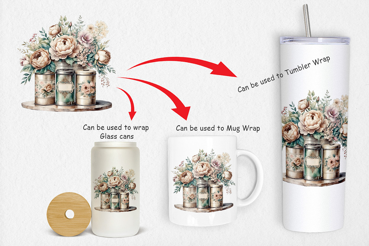 Floral Metal Tin Clipart, a Graphic by Artnoy (Photo 4 of 5)