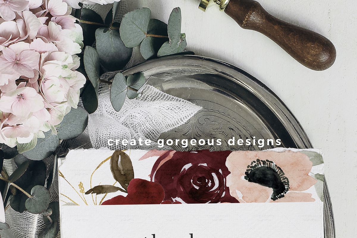 Burgundy Blush Floral Clip Art PNG, a Texture Illustration by Essem Creatives (Photo 9 of 9)