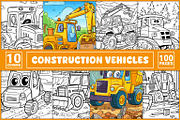 Construction Vehicles Coloring Pages, a Transportation Illustration by BrightMart (Thumbnail 1 of 3)