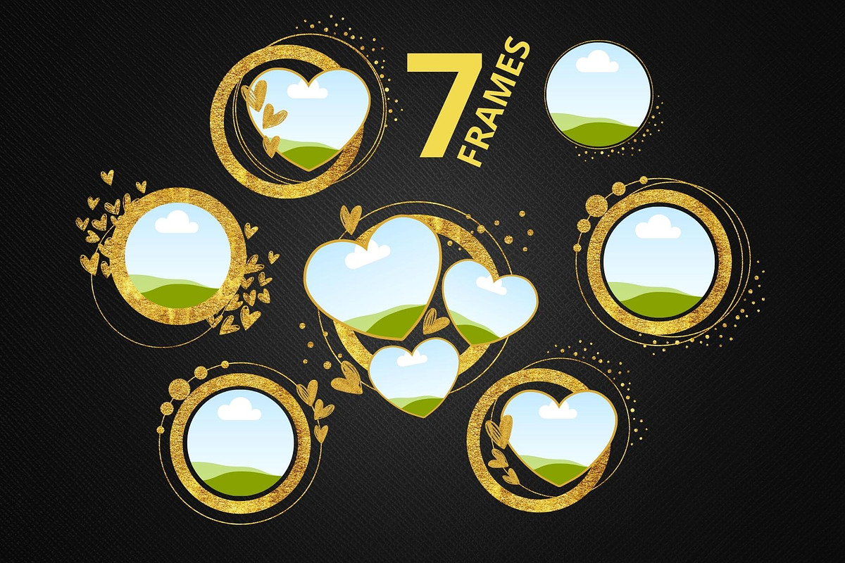 Gold Glitter Picture Frames Canva, a Shape Add-On by ilonitta (Photo 7 of 10)