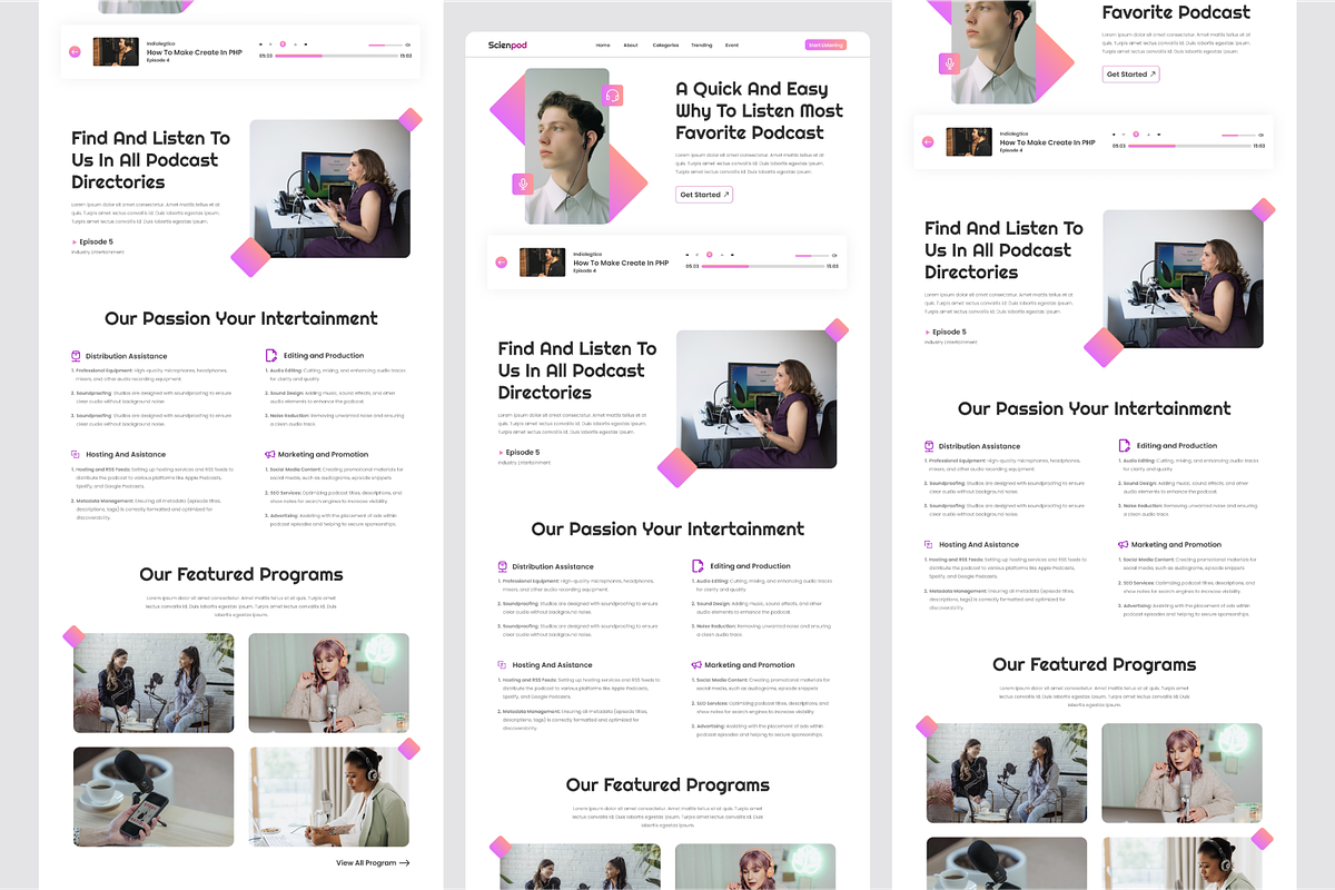 ScienPod- Podcast Landing Page, a Landing Page Template by SquidPixey (Photo 5 of 5)